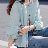 Elegant Commuter Crew Neck Zip Long-Sleeve Coat With Beaded Details