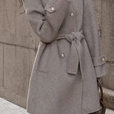 Elegant Temperament Retro Double-Breasted Woolen Coat