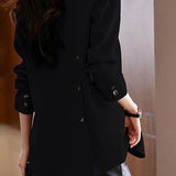Elegant Intellectual Blazer With Side Slits & Patch Pockets
