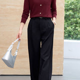 Elegant Commuter Lapel Half-Placket Knit T-Shirt