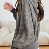 Elegant Casual Hooded Drawstring Spliced Batwing Sweatshirt