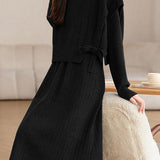 Casual Fake Two-Piece Side Tie Ribbed Knit Dress