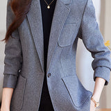 Elegant Commuter Lapel Long‑Sleeve Blazer