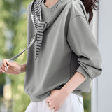 Casual Outer Hood Striped Color-Block Hoodie