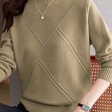Bottle Neck Casual Jacquard Knit - 4 Colors Available