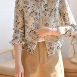 Fresh Floral Ruffled Lace Spliced Jacket