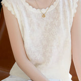 Exquisite Elegant Crew Neck Jacquard Knit Tank Top