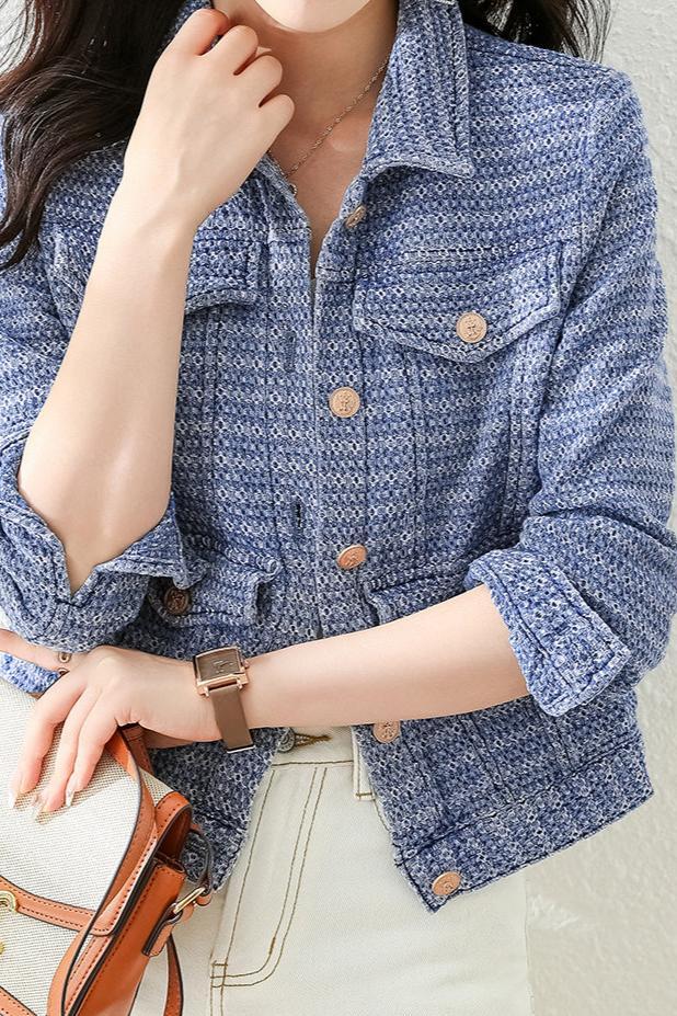 ステンカラーフラップポケットデニムジャケット - liwisi
