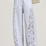 Delicate Elegant Hollow Lace Wide Leg Pants