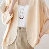 Temperament Commuter Thin V-Neck Three-Quarter Sleeve Knit Cardigan