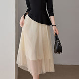 Elegant Commuter V‑Neck Fake Two‑Piece Spliced Long‑Sleeve Dress