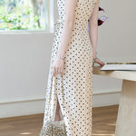 Casual Cotton Linen Polka Dot Dress - liwisi