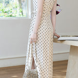 Casual Cotton Linen Polka Dot Dress - liwisi