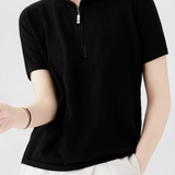 Simple Design Half Zip Knit Top - 4 Colors Available