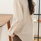 Basic Shirt Collar Striped Bi-Color Shirt