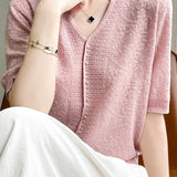 Key Neck Pearl Decor Jacquard Knit - 4 Colors Available