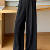 Casual Commuter Center Pleated High Waist Wide Leg Pants
