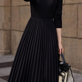 Black French Style Pleated Dress - liwisi