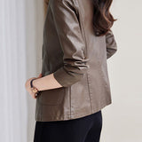 Montgomery Collar Leather Tailored Jacket - 2 Colors Available