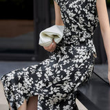 Temperament Commuter Crew Neck Twisted Print Dress