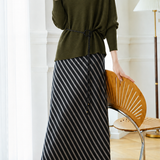 Casual Diagonal Hem Twill Bat‑Sleeve Knit Top