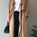 Plain Long Vintage Loose Drop Shoulder Trench Coat - 2 Colors Available