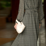 Elegant Office Plaid High-Waisted A-Line Dress - liwisi