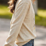 Casual Youthful Crew Neck Letter‑Print Long‑Sleeve T‑Shirt
