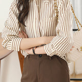 Basic Shirt Collar Striped Bi-Color Shirt