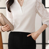 Early Autumn Casual Hollow Spliced Shirt - liwisi