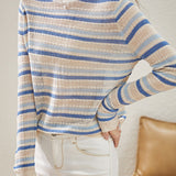 Round Neck Striped Knit Sweater