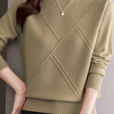 Bottle Neck Casual Jacquard Knit - 4 Colors Available