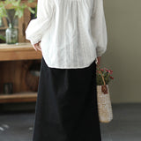 Pintuck Cape Shoulder Jacquard Blouse - 2 Colors Available