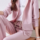 Casual Two‑Piece Set: Hooded Zip‑Up Long‑Sleeve Top & Drawstring Pants