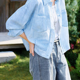 Casual Lapel Button‑Front Long‑Sleeve Shirt Jacket