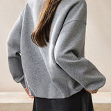 Exquisite Casual Mock Neck Spliced Fake Two-Piece Long Sleeve Sweatshirt
