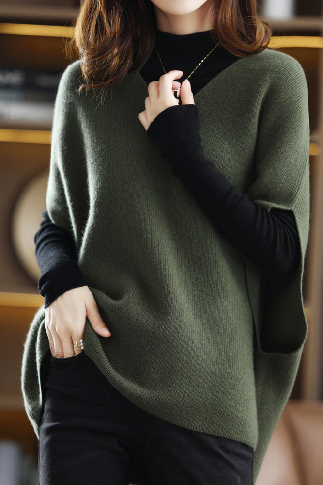 Poncho Style V-Neck Casual Knit Vest - 5 Colors Available - liwisi