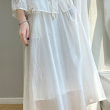 Casual Draped Ruched Double-layer Midi Skirt