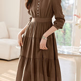 Casual Office Textured High-Waisted Dress