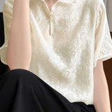 Elegant Mandarin Collar Frog Button Short-Sleeve Shirt
