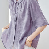Elegant Embroidered Five-Point Sleeve Shirt