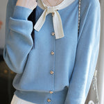 Fashionable Bow Knit Cardigan - liwisi