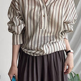 Casual Striped Lightweight Linen Sun-Protective Shirt - liwisi