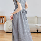 Fashionable Versatile Black and White Plaid Dress - liwisi