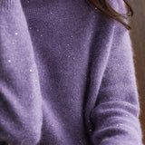 Round Neck Sequin Sweater - liwisi