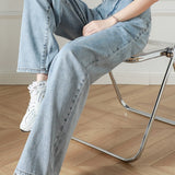 Casual Elastic Waist Straight Leg Jeans