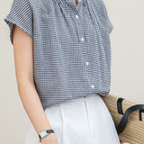 Temperament Ruffled Plaid Short Sleeve Shirt