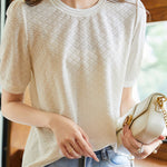 Simple knit short sleeve T-shirt - liwisi