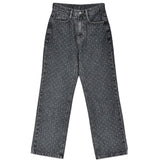 サイドポケットドット柄マキシデニムパンツ　2色入 - liwisi