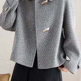 Casual Vintage Horn Button Strap Jacket